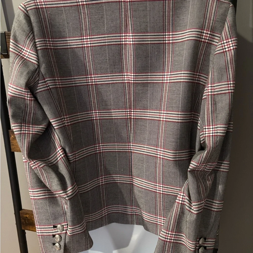Bar III Gray and Red Plaid Blazer - Picture 3 of 4